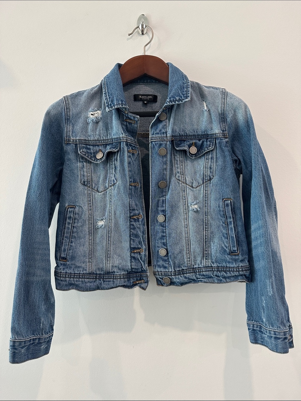 Black Label Distressed Blue Denim Jacket
